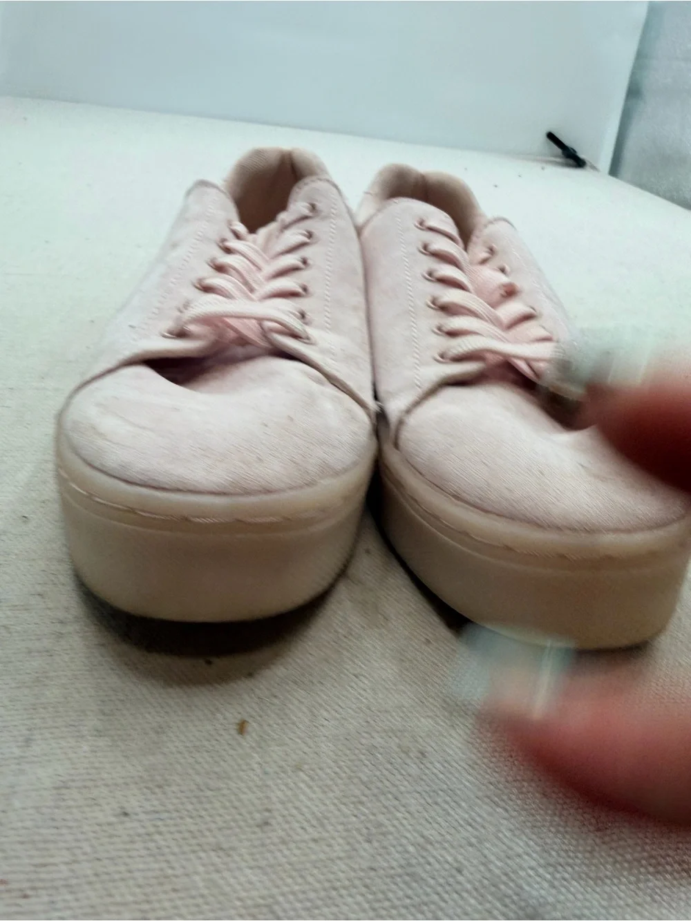 H&M Women's Light Pink Canvas Lace-Up Sneakers